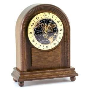 Wood Arch Desk World Time Clock with Plate