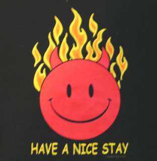 The Devil Flaming Happy Face Humor T Shirt, Size Medium  
