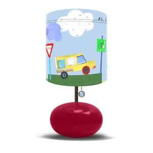  On the Road Again Lamp on a Red Base with Wheels Charm 