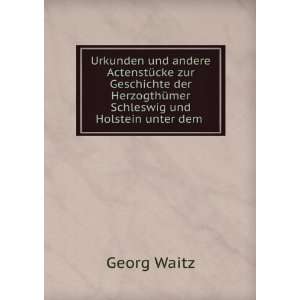   HerzogthÃ¼mer Schleswig und Holstein unter dem . Georg Waitz Books