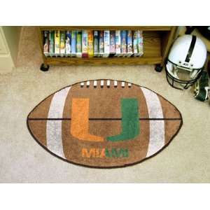  University of Miami Football Shaped Mat 22x35