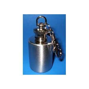    1 Oz. Round Stainless Steel Flask w/ Key Chain: Sports & Outdoors