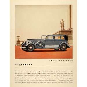 1934 Ad Lincoln Vintage Blue Limousine Brunn Brougham   Original Print 