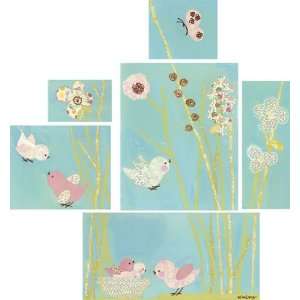  All a Twitter   Blue   Canvas Reproductions   Set Of 6 