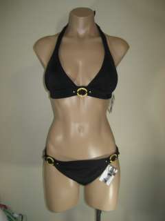 80 Victorias Secret Black Gold Ring Uplift Bikini S/M  