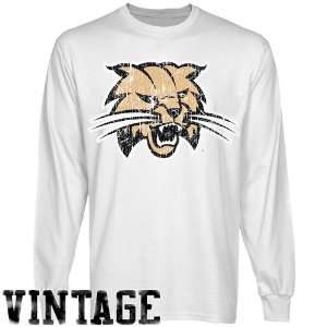NCAA Ohio Bobcats White Distressed Logo Vintage Long Sleeve T shirt 