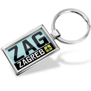Keychain Airport code ZAG / Zagreb country: Croatia   Hand Made 