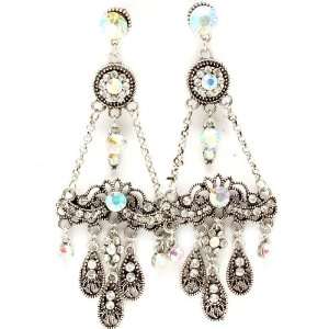   Style Chandelier Earrings with Aurore Boreale Rhinestones Jewelry