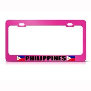  Philippines Filipino Flag Pink Country Metal license plate 