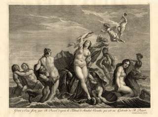 Antique Mythology Print BIRTH VENUS APHRODITE 1734  