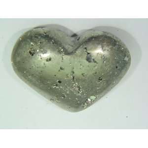Iron Pyrite Puff Heart Fools Gold Carving Gazing Stone Lapidary