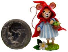 LITTLE RED RIDING HOOD APPLE BLOSSOM BASKET MOUSE        MINIATURE 