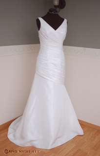 Mori Lee White Taffeta Mermaid Sleeveless Wedding Dress 10 NWOT  
