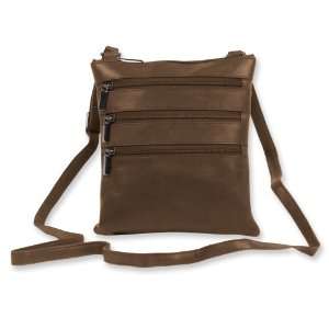  Brown Leather Multi Pocket Sling Bag Jewelry