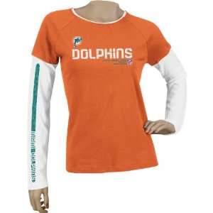 Reebok Miami Dolphins Womens Sideline Tacon Too Long Sleeve T Shirt 