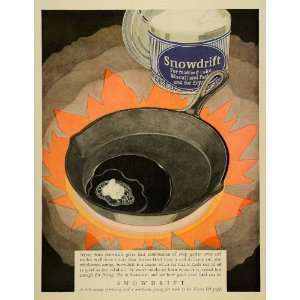 1926 Ad Snowdrift Shortening Frying Baking Wesson Oil Flame Skillet 