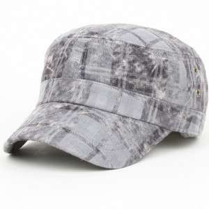 Cadet Box Cap Army Military Look HAT CEHCK PST GRAY D  