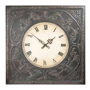   Embossed Wall Clock/ Iron/ Face Fil Hands Cham: Patio, Lawn & Garden