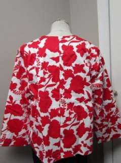   Louis DellOlio Floral Cotton Sateen Crew Jacket NWOT Red/White  