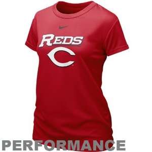  Nike Cincinnati Reds Ladies Red NikeFIT Logo Performance T 