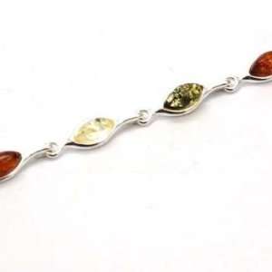  925 Silver Tri Colour Amber Bracelet By TOC Jewelry