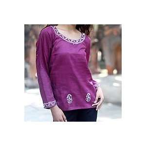  NOVICA Cotton tunic, Flamboyant India