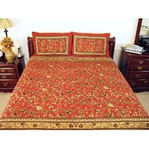   Floral Block Print Bed Sheet Cotton India Home Decor: Home & Kitchen