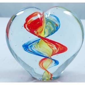  Murano Design Rainbow Spiral Heart Sculpture PW 854: Home 
