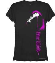 Eric and Sookie Store   HBO True Blood One Fang Juniors/Ladies Black T 