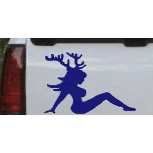 Sexy Chic Mud Flap Woman with Deer Horns Hunting And Fishing Car 
