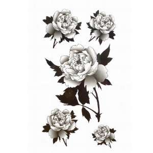   Horse Waterproof and sweat tattoo stickers black peony: Toys & Games