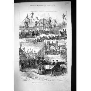   Triumphal Arches Cornish Procession Antique Print