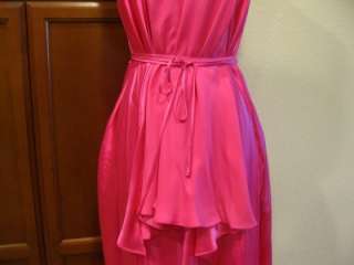   Robert Rodriguez Asymmetric Handkerchief Silk Dress Hot Pink US 2/4