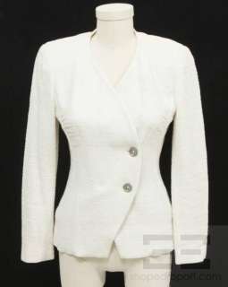 Chanel White Textured Cotton Asymmetrical Button Front Jacket 00T 