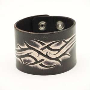  Black tribal genuine tattoo leather wristband bracelet by 