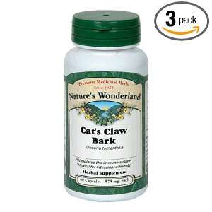 Natures Wonderland Cats Claw Bark Herbal Supplement Capsules, 575 mg 