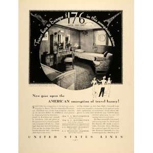  1934 Ad Travel Luxury Cruise Ship United States Lines 