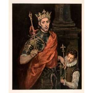 1937 Photolithograph Painting Saint Louis Ferdinand Castile Greco 
