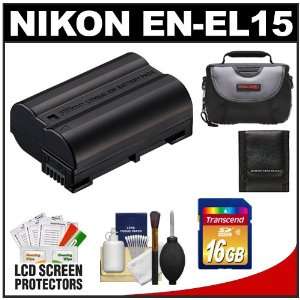 Nikon EN EL15 Rechargeable Li ion Battery with 16GB SDHC Card + Case 