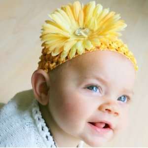 Baby Headband Yellow With Yellow Flower