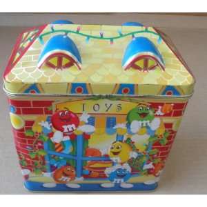 Decorative M&M Toy Store Christmas Tin Can Storage Container   5 1/2 