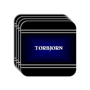 Personal Name Gift   TORBJORN Set of 4 Mini Mousepad Coasters (black 