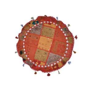   Otto Cushion Cover With Patch, Embroidery, Mirror, Shell & Beads Work