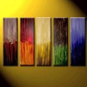   Color Oil Painting Hand Painted Wall Art   5 Piece: Home & Kitchen