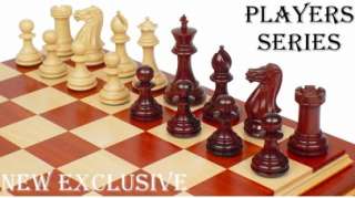New Exclusive Staunton Chess Set in Red Sandalwood & Boxwood   3 King
