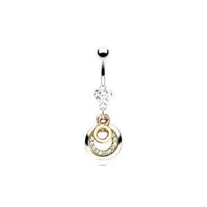 Body Accentz™ Belly Button Ring Navel Gold Plated Circle of Love CZ 