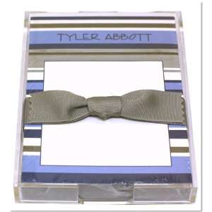  Blue & Silver Stripe Notepad With Gray Ribbon: Arts 