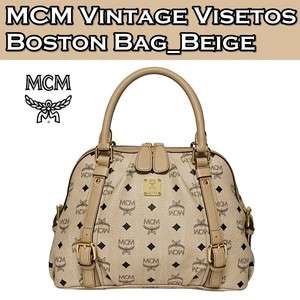   New Authentic MCM Vintage VISETOS Boston Bag Small NWT_Beige  