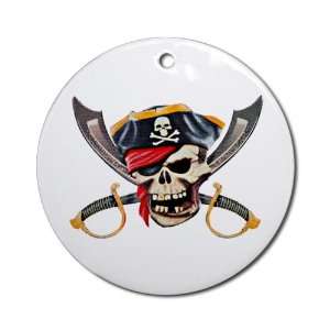   Round) Pirate Skull with Bandana Eyepatch Gold Tooth: Everything Else