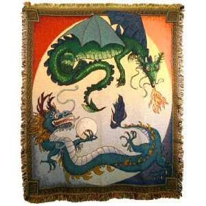  Dragons New Age Dragon Cotton Tapestry Throw Blanket